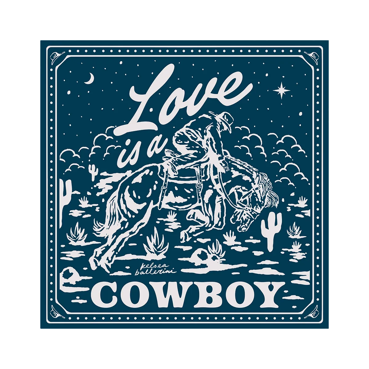 LOVE IS A COWBOY NAVY BANDANA