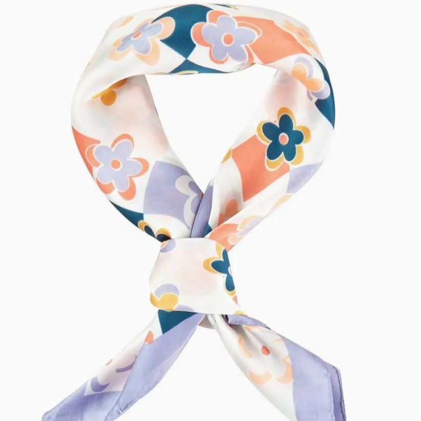 Luna Checkered Floral Print Bandana