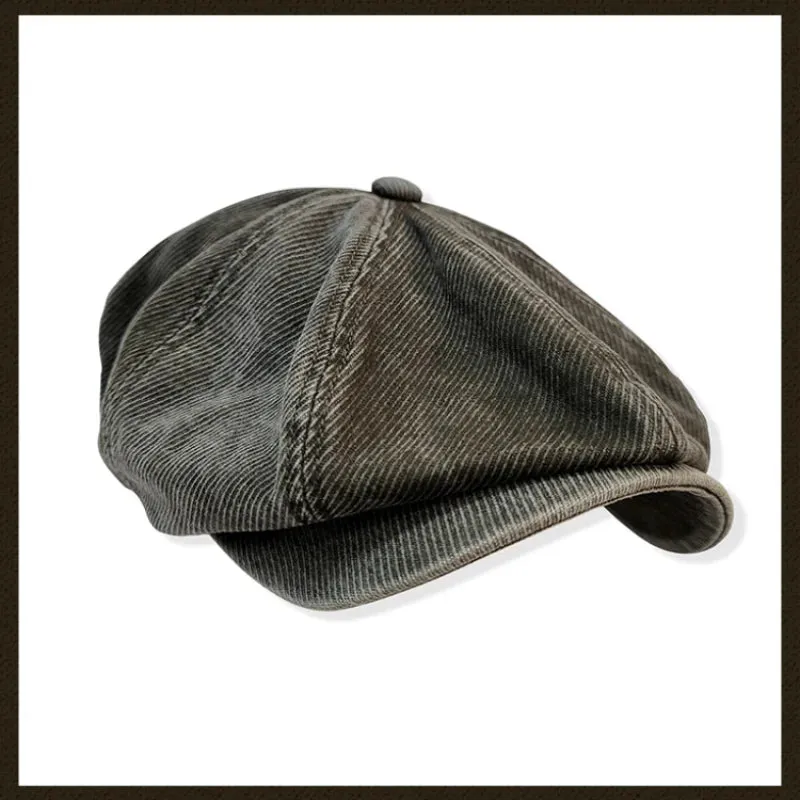 Men's Octagonal Hat Washed Vintage Sboy Cap