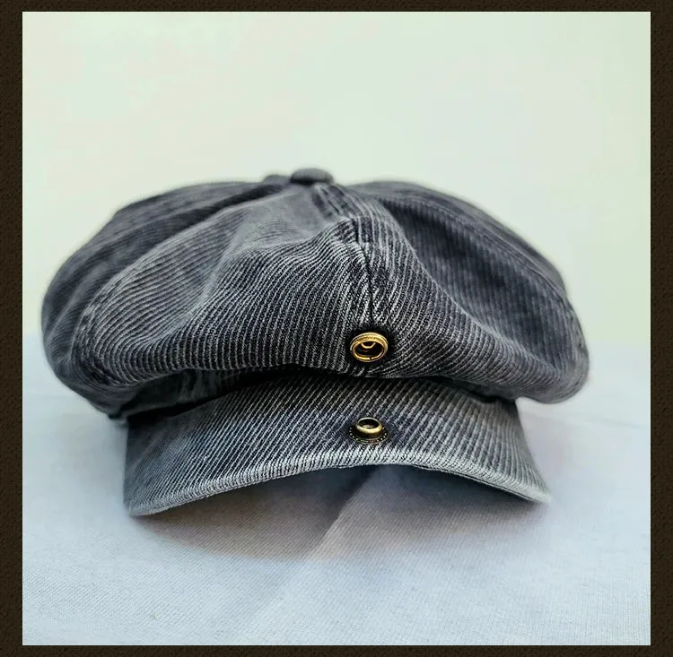 Men's Octagonal Hat Washed Vintage Sboy Cap