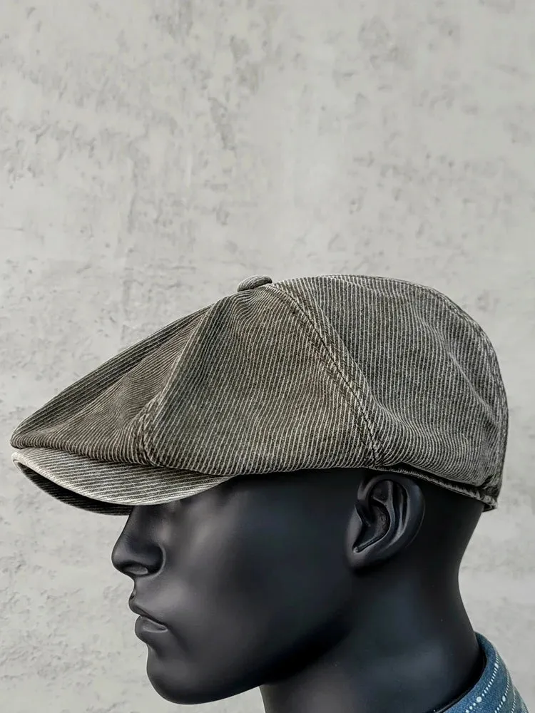 Men's Octagonal Hat Washed Vintage Sboy Cap