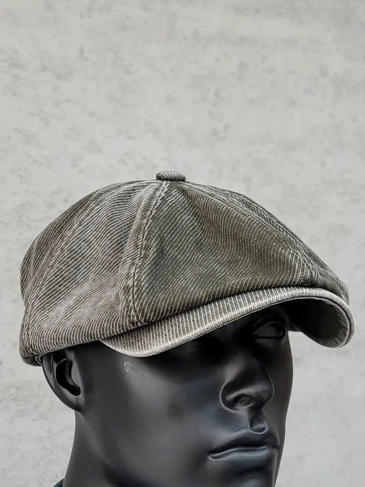 Men's Octagonal Hat Washed Vintage Sboy Cap