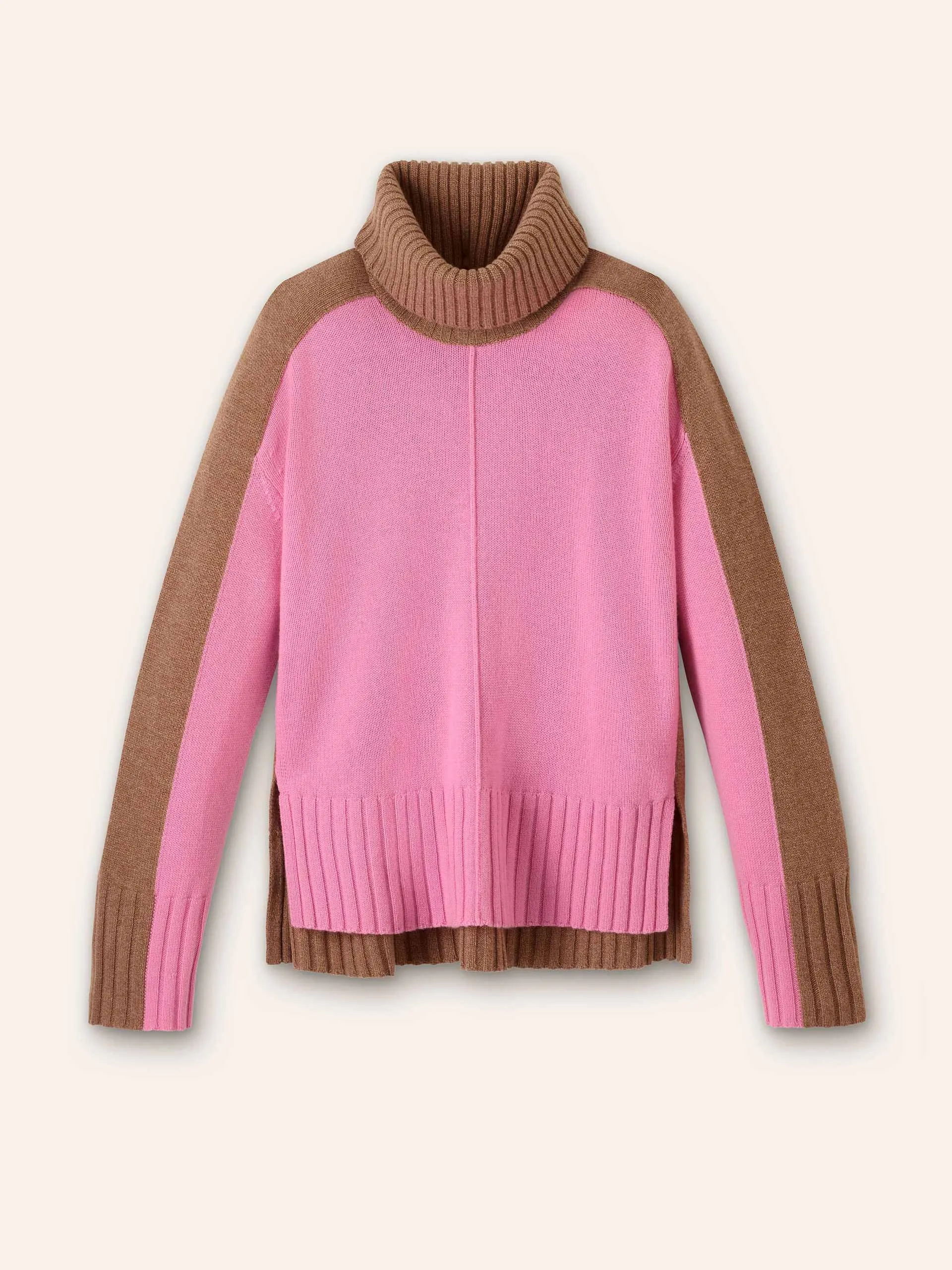 Merino cashmere colour block jumper and snood