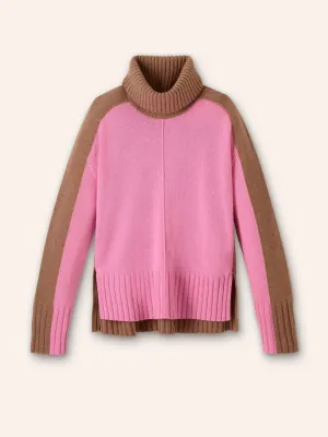 Merino cashmere colour block jumper and snood