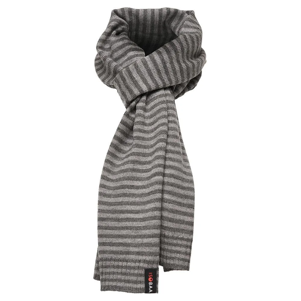 Merino Mini Stripe Scarf (Smoke/Charcoal)