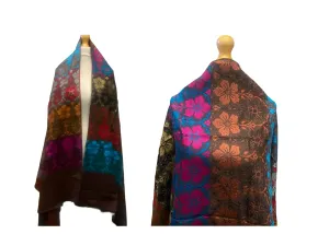 Multi Coloured Threadwork Shawl - FLORAL