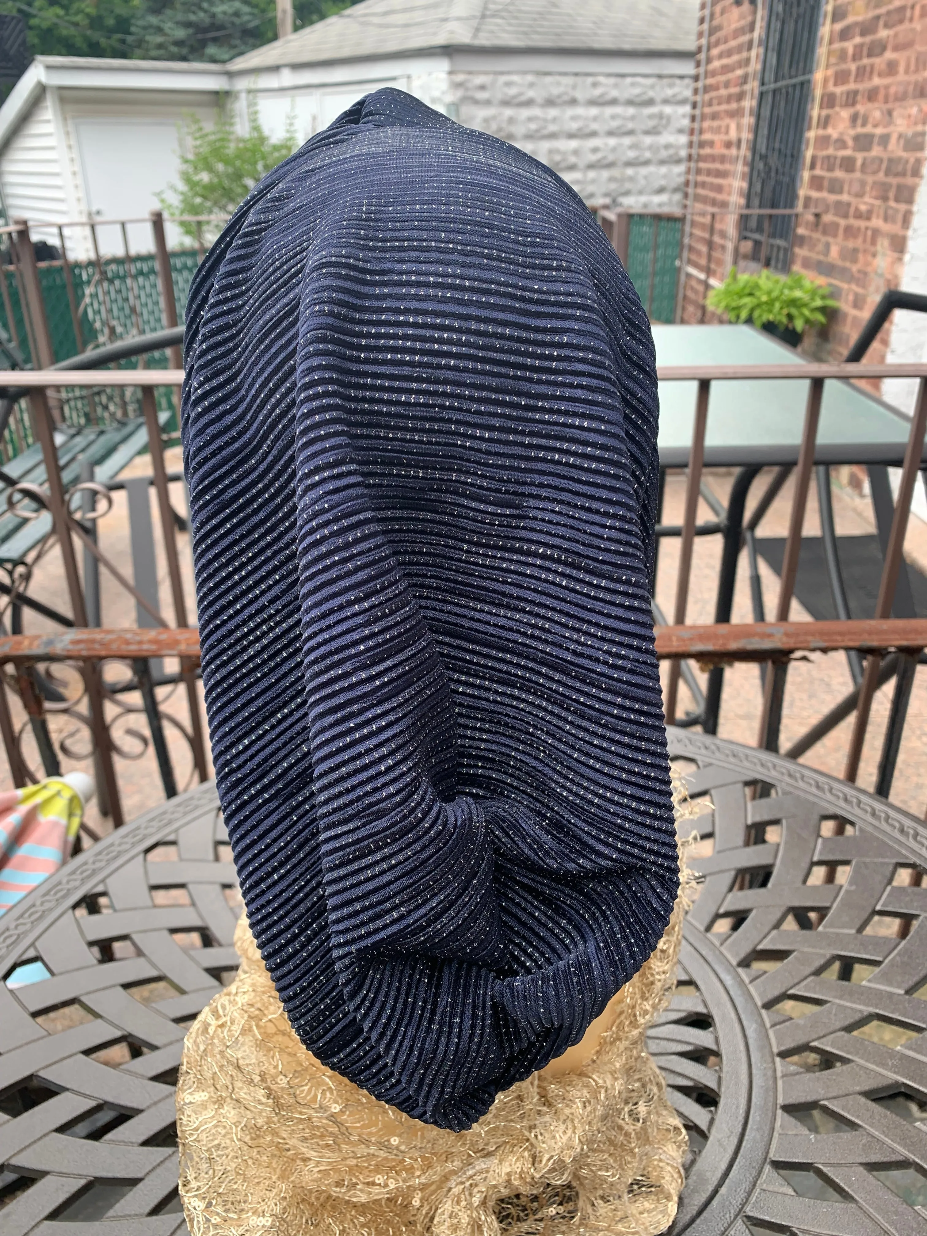 Navy Blue Snood Turban | Sparkle Modern Hijab | Head Covering for Women | Made in USA For Uptown Girl Headwear