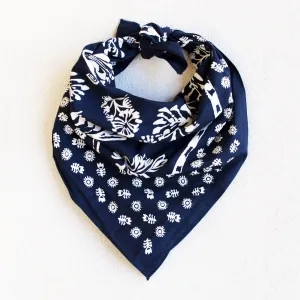 Navy Floral Bandana