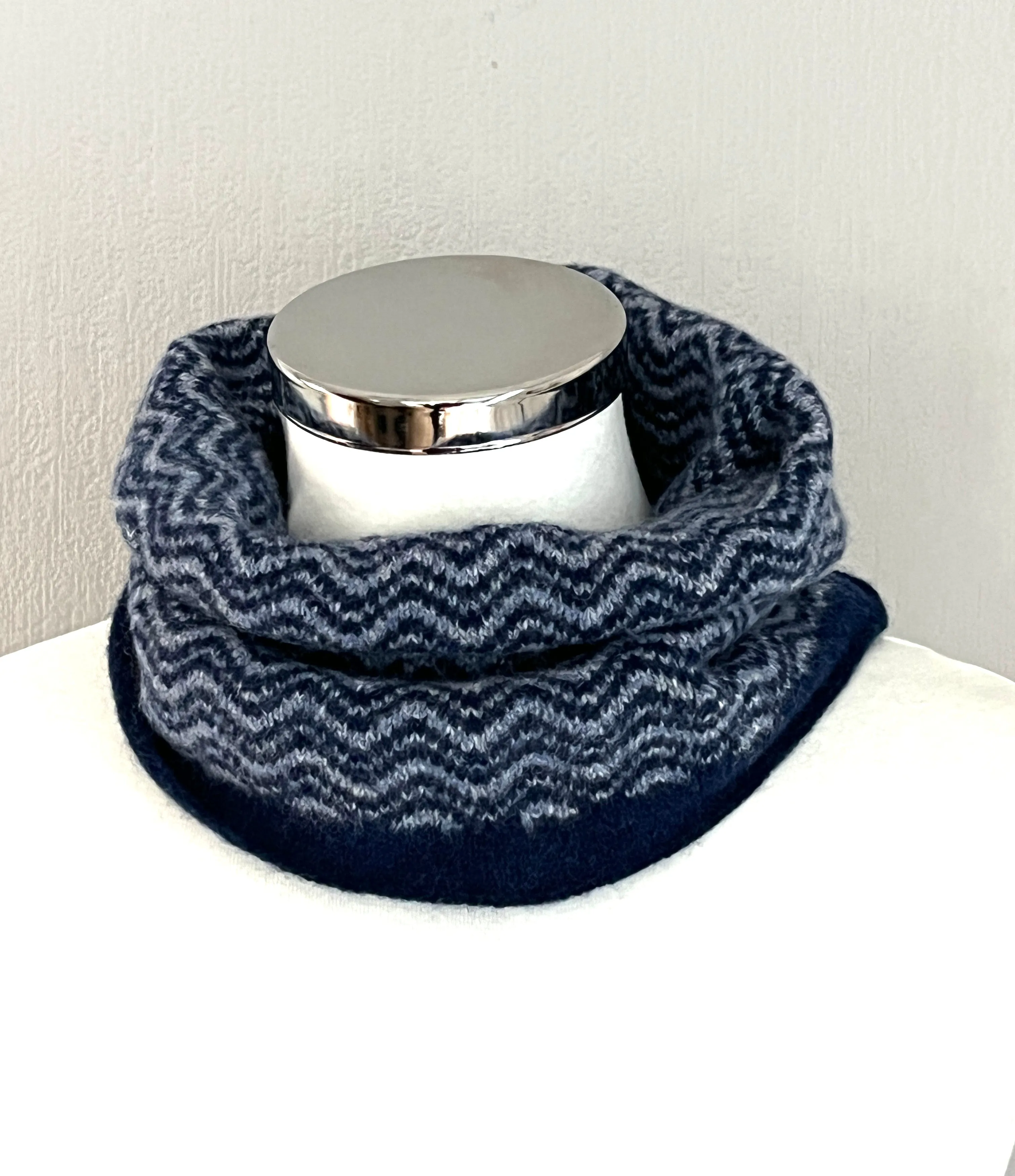 Neck warmer, snood drift pattern soft merino marled lambswool