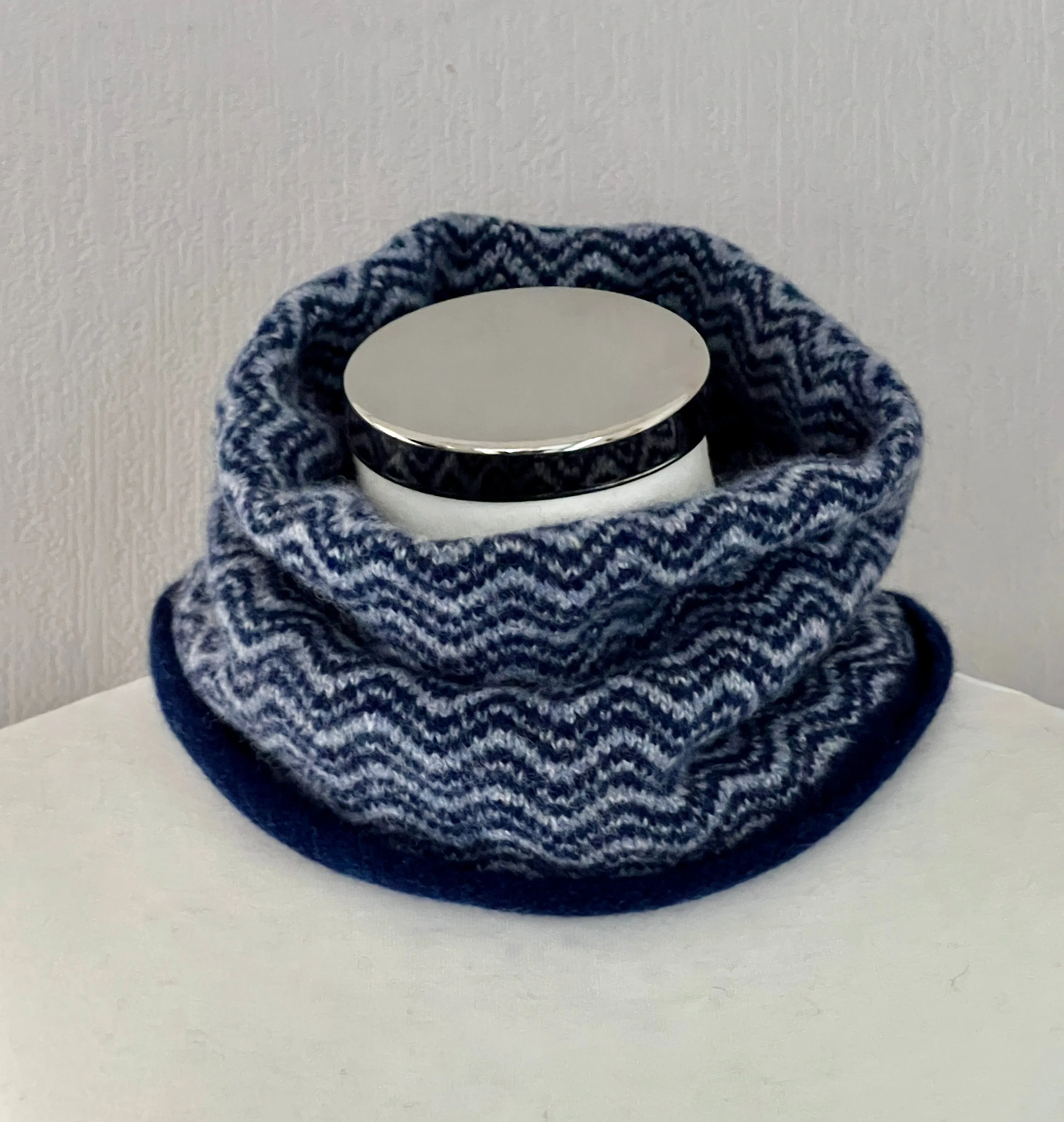 Neck warmer, snood drift pattern soft merino marled lambswool