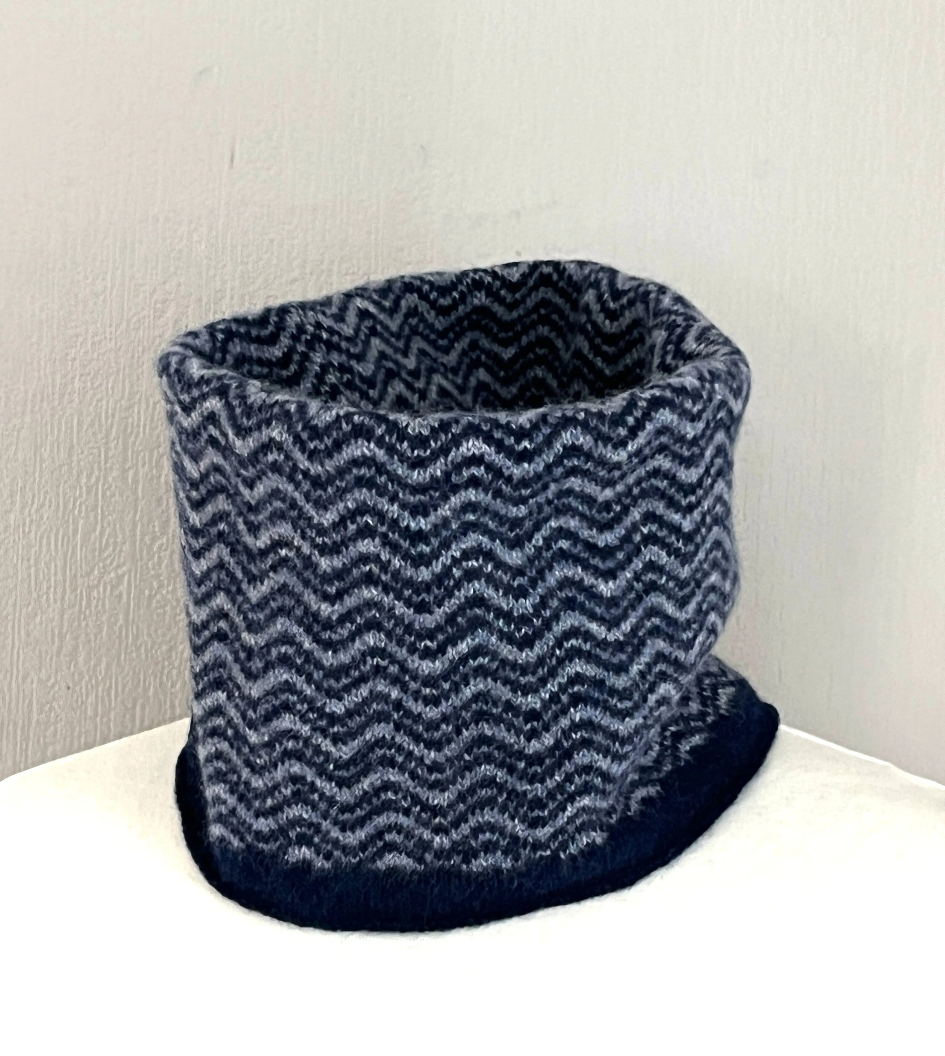 Neck warmer, snood drift pattern soft merino marled lambswool