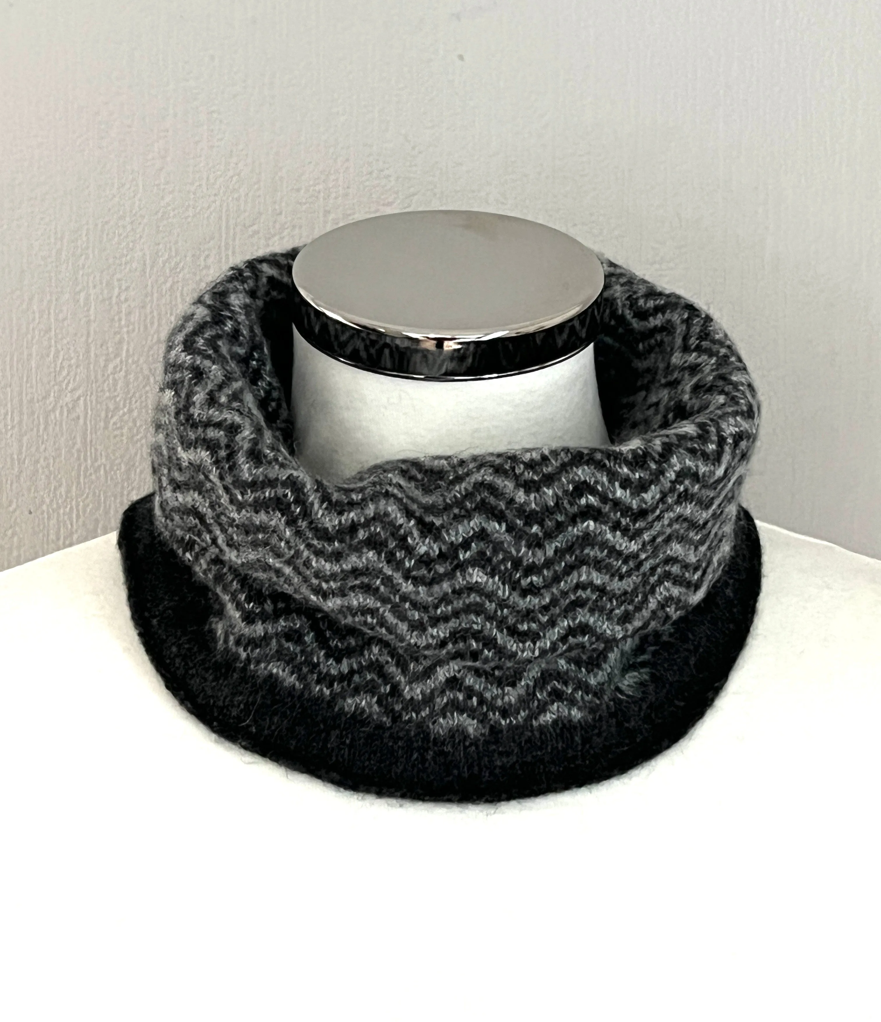 Neck warmer, snood drift pattern soft merino marled lambswool