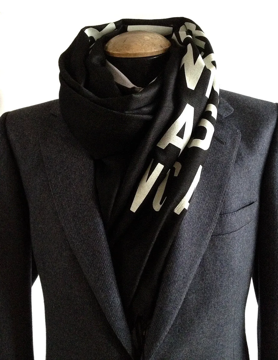 New York City Subway Scroll Sign Scarf. Astoria Queens linen-weave pashmina.