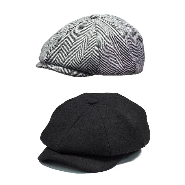 Newsboy Cap Wool British Style Vintage Flat Cap