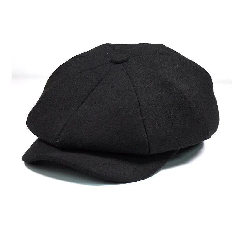 Newsboy Cap Wool British Style Vintage Flat Cap