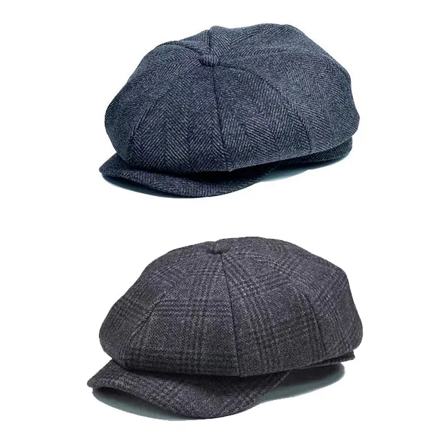 Newsboy Cap Wool British Style Vintage Flat Cap