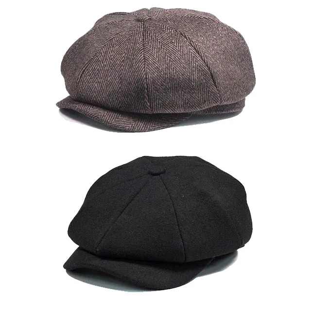 Newsboy Cap Wool British Style Vintage Flat Cap