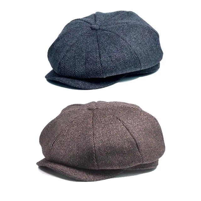 Newsboy Cap Wool British Style Vintage Flat Cap