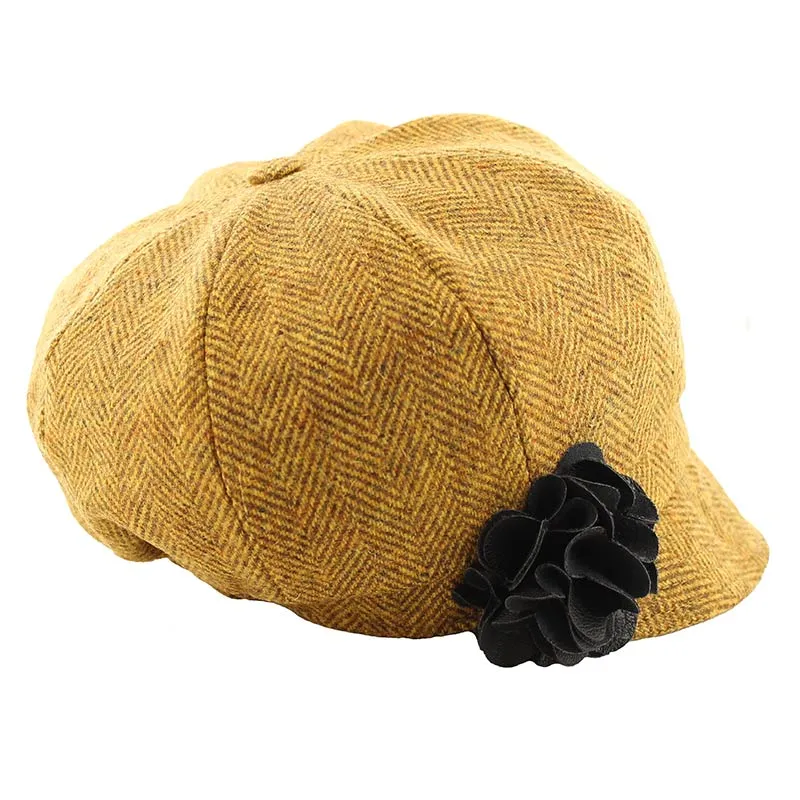 Newsboy Hat - Mustard Herringbone