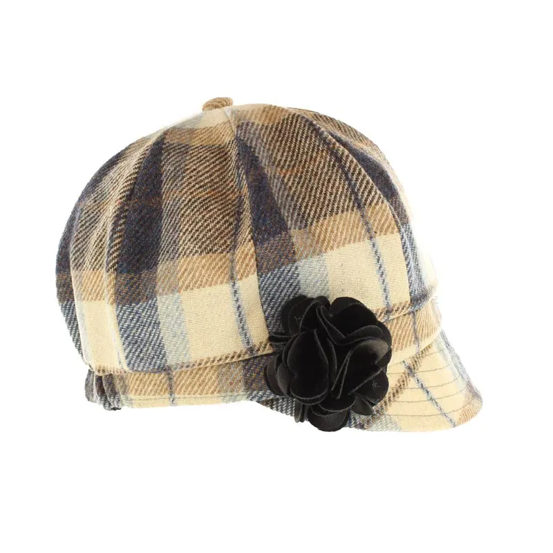 Newsboy Hat - Pale Yellow & Blue Plaid