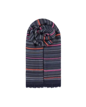 Ombre London Navy Stripe Scarf