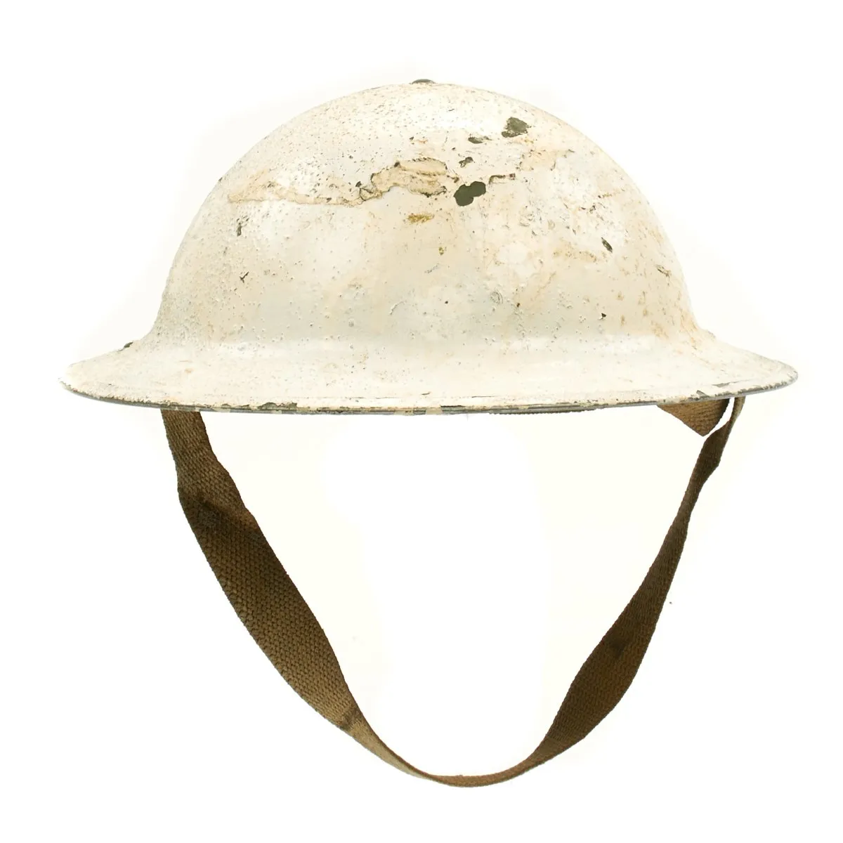 Original British WWII 1944 Brodie MkII Helmet Snow Camouflage with 1942 Gas Cape