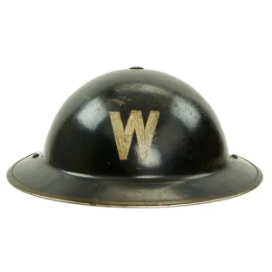 Original British WWII Air Raid Warden Painted Brodie MkII Steel Helmet - Dated 1939