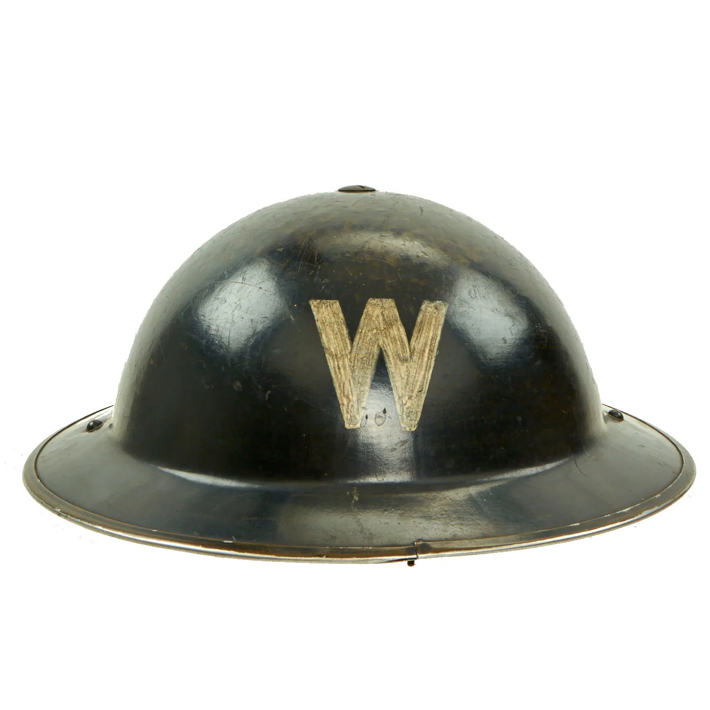 Original British WWII Air Raid Warden Painted Brodie MkII Steel Helmet - Dated 1939