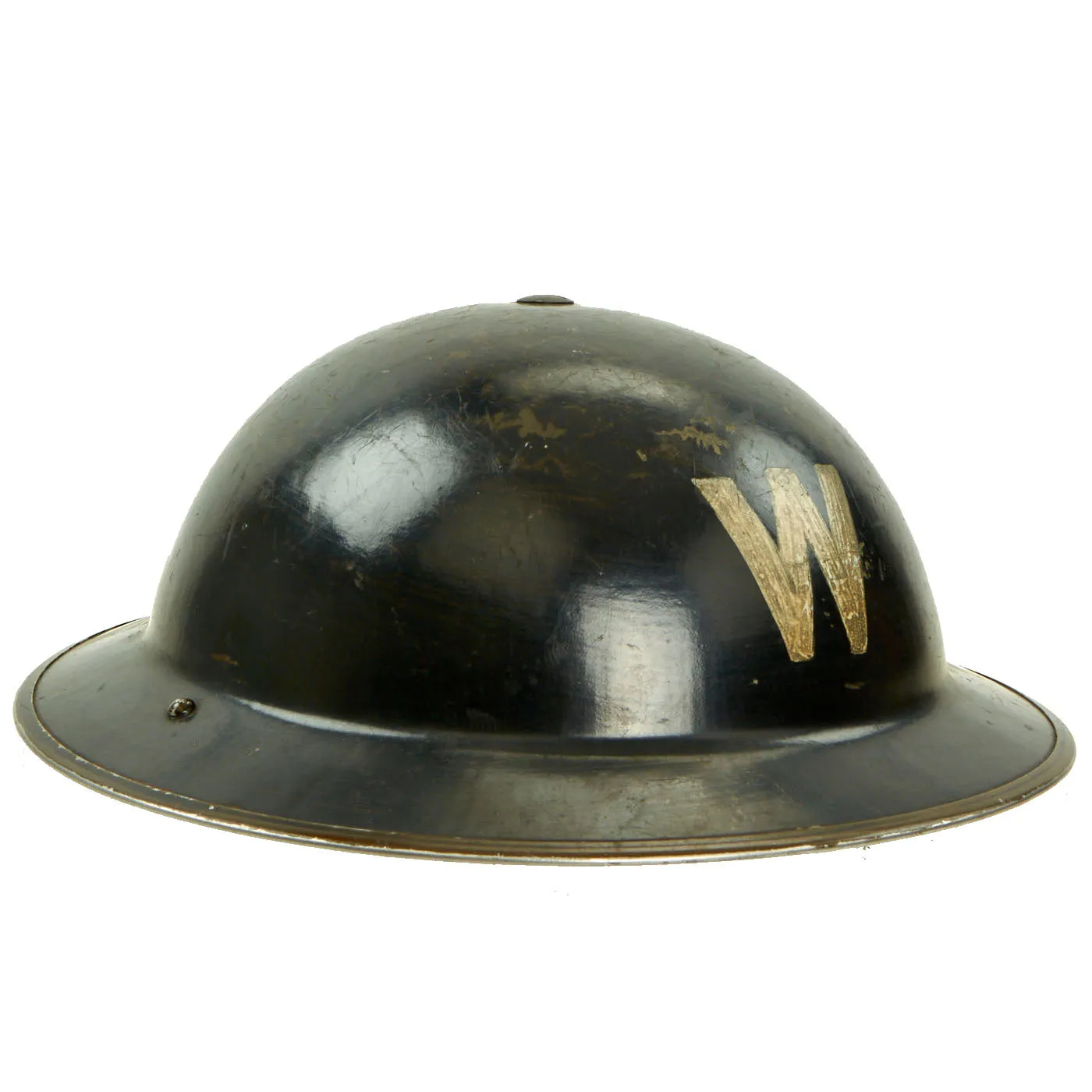 Original British WWII Air Raid Warden Painted Brodie MkII Steel Helmet - Dated 1939