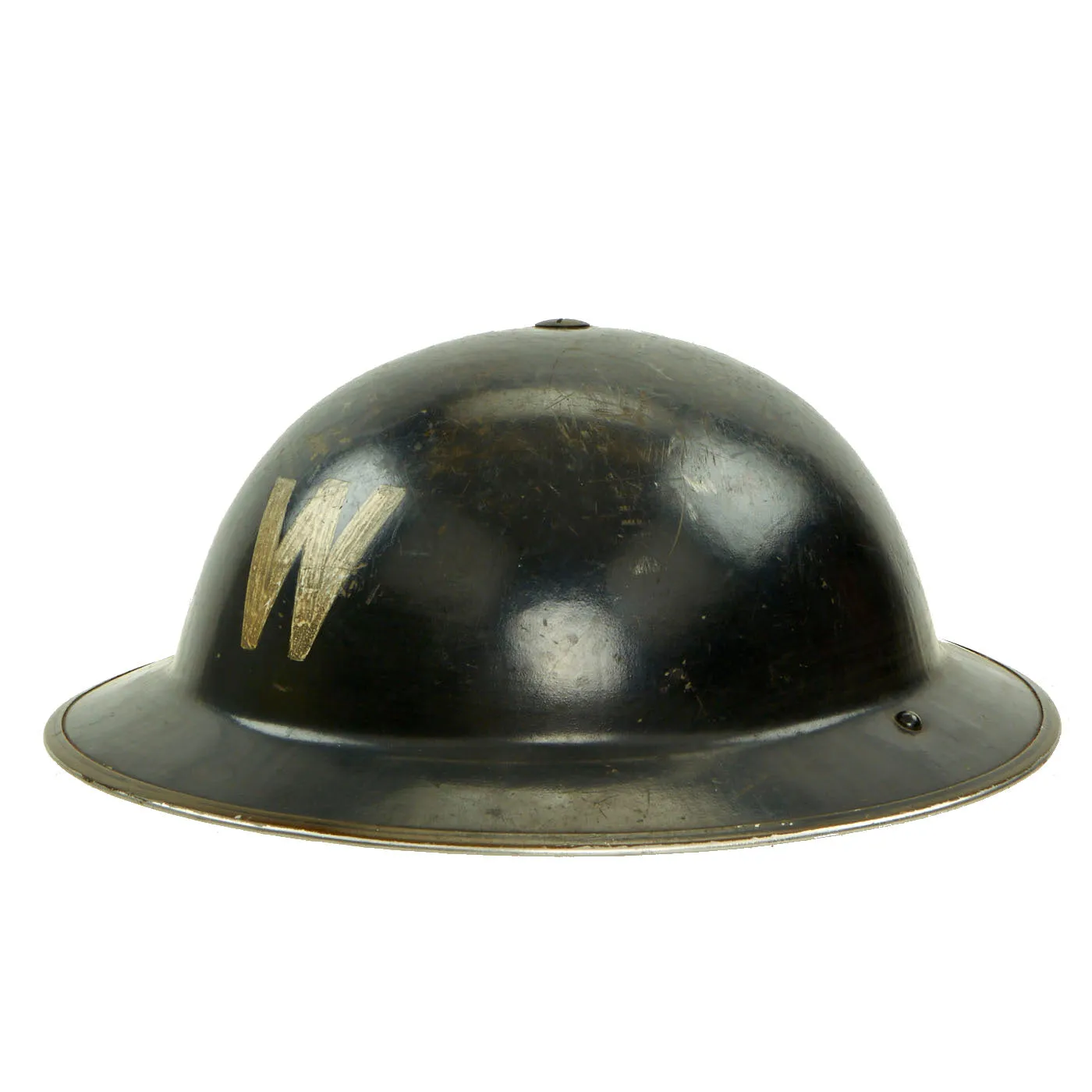 Original British WWII Air Raid Warden Painted Brodie MkII Steel Helmet - Dated 1939