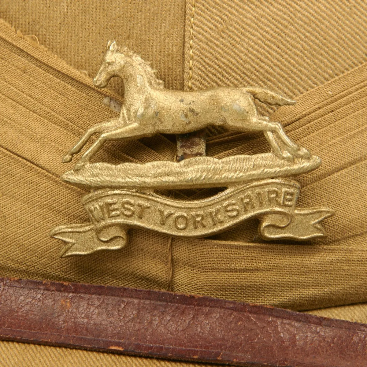 Original British WWII Bombay Bowler Pith Helmet of the West Yorkshire Regiment