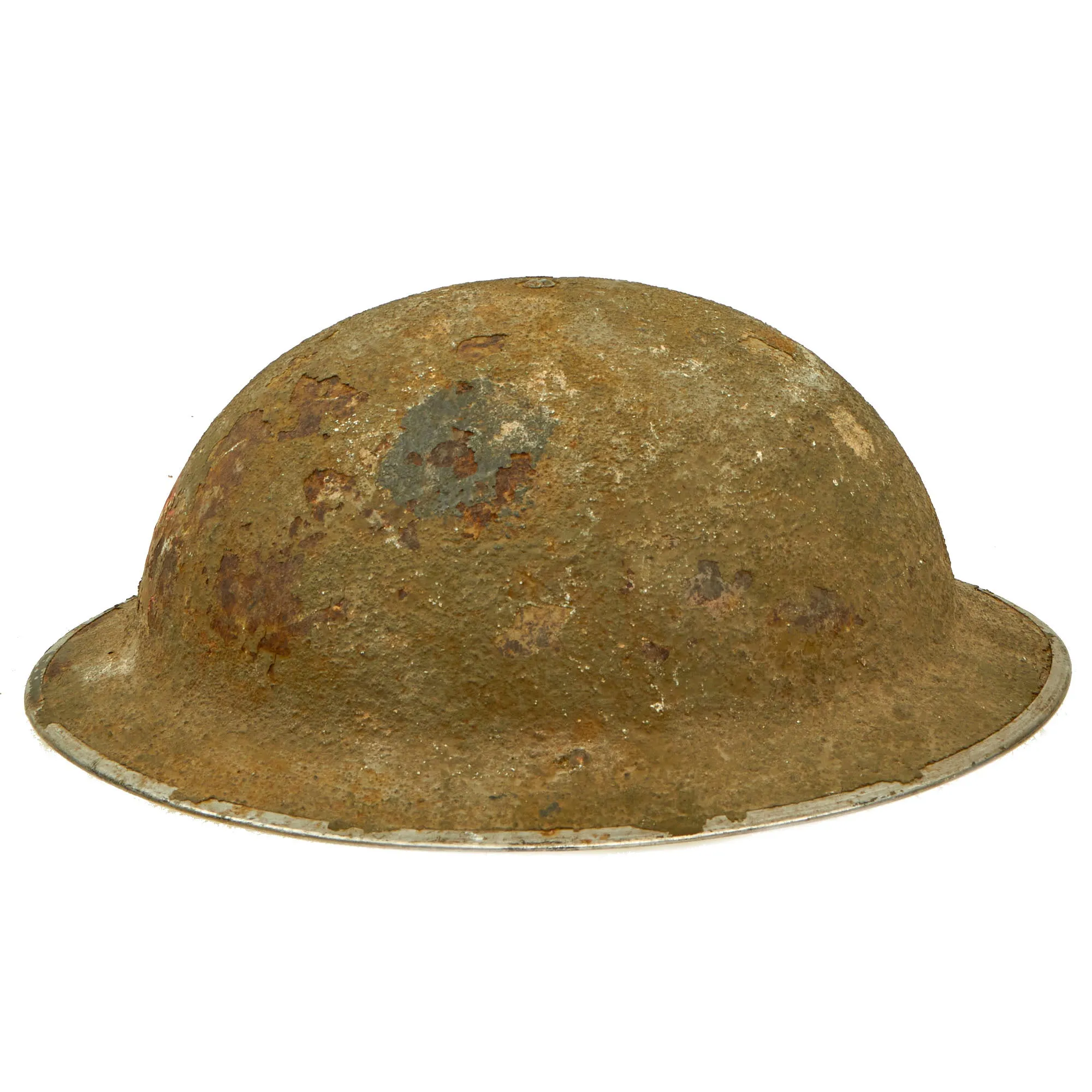 Original British WWII King's Royal Rifle Corps Painted MkII Brodie Helmet - Discovered in Italian Barn Circa 1960s