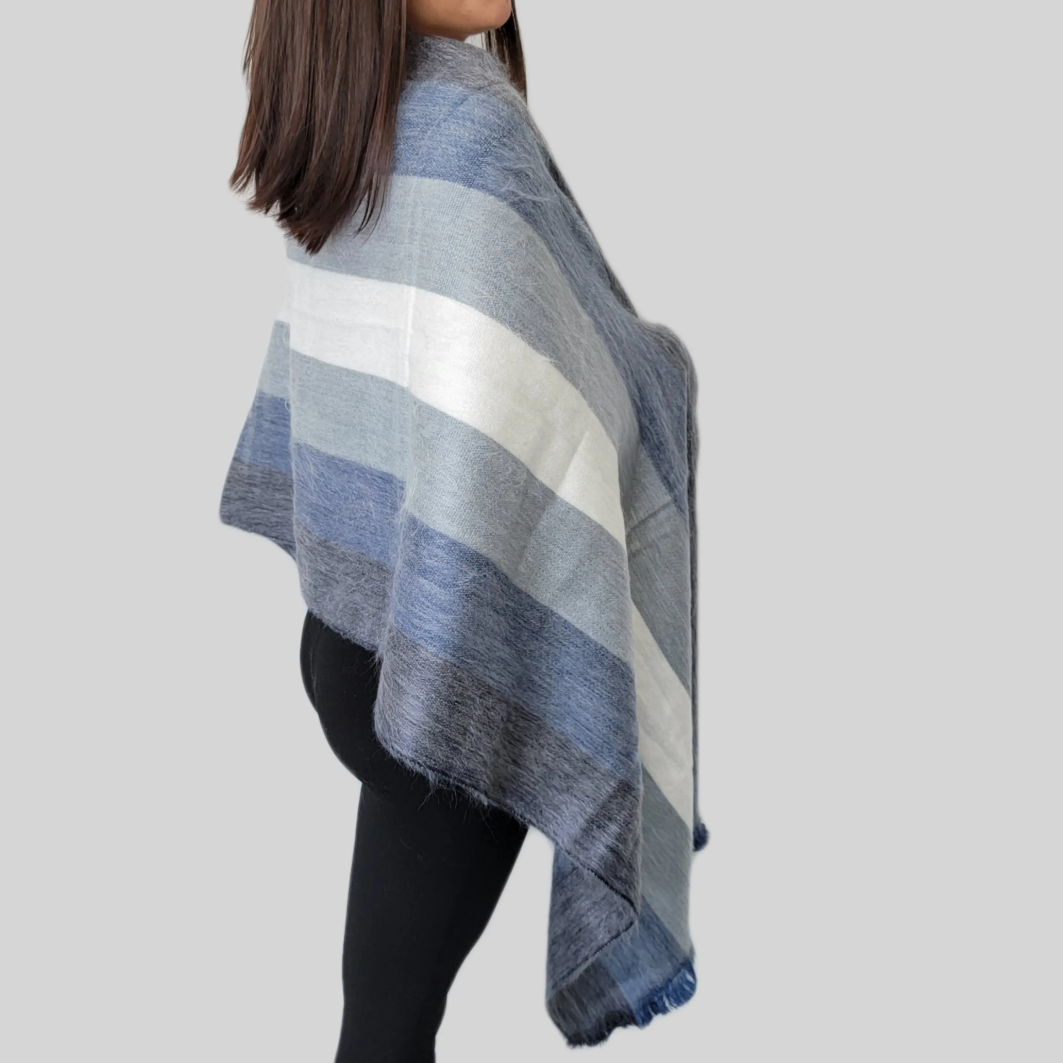 Pelicano - Blue Striped Wool Shawl