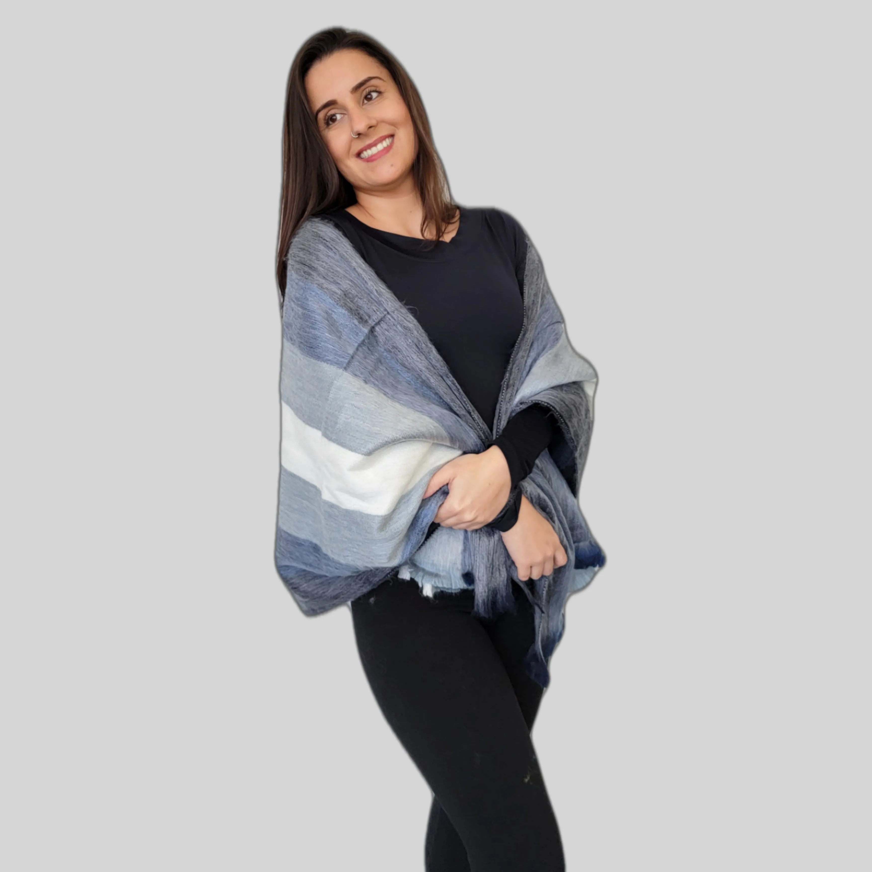 Pelicano - Blue Striped Wool Shawl