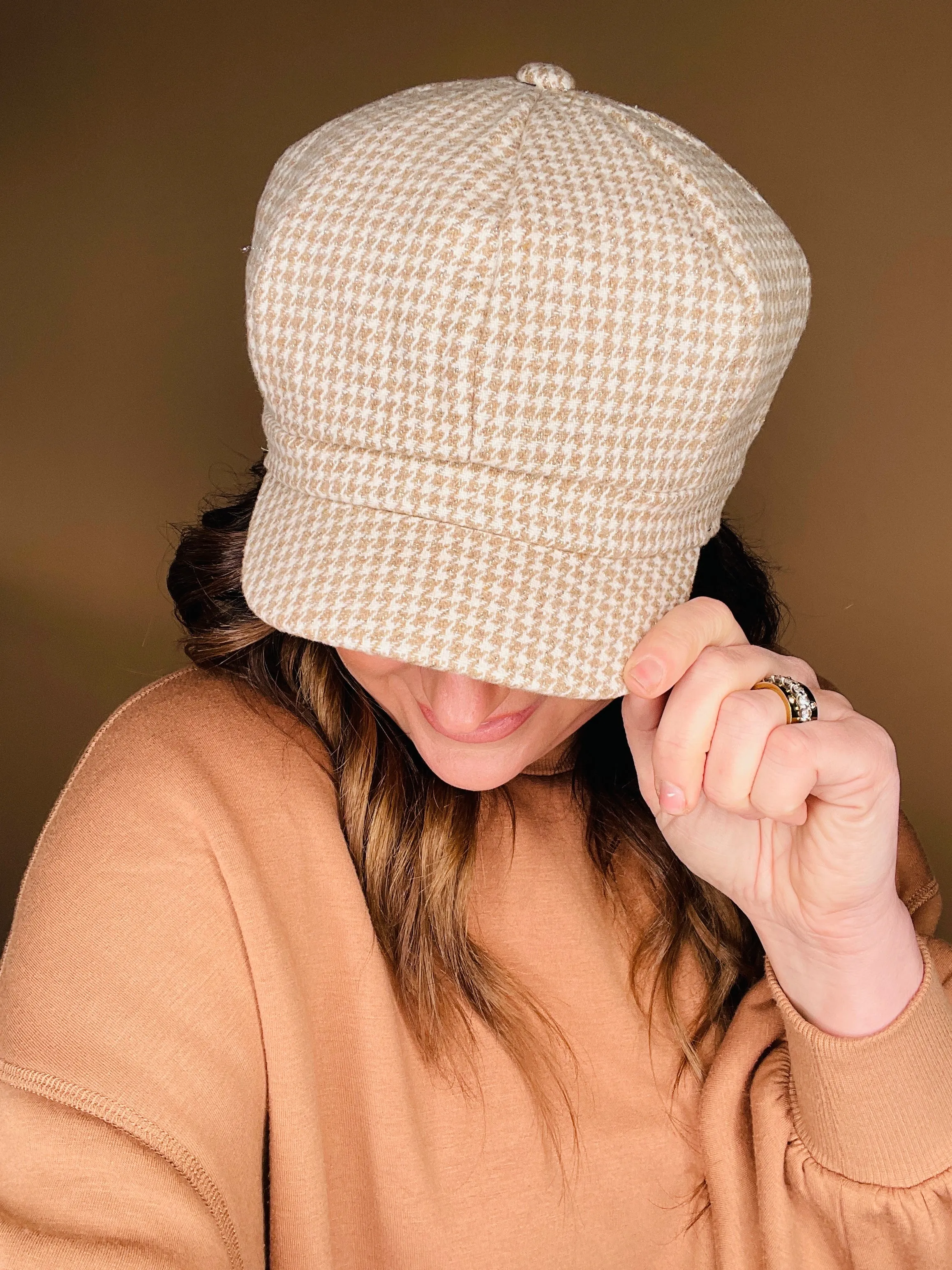 Plaid and Sparkle Newsboy Cap : 2 Colors