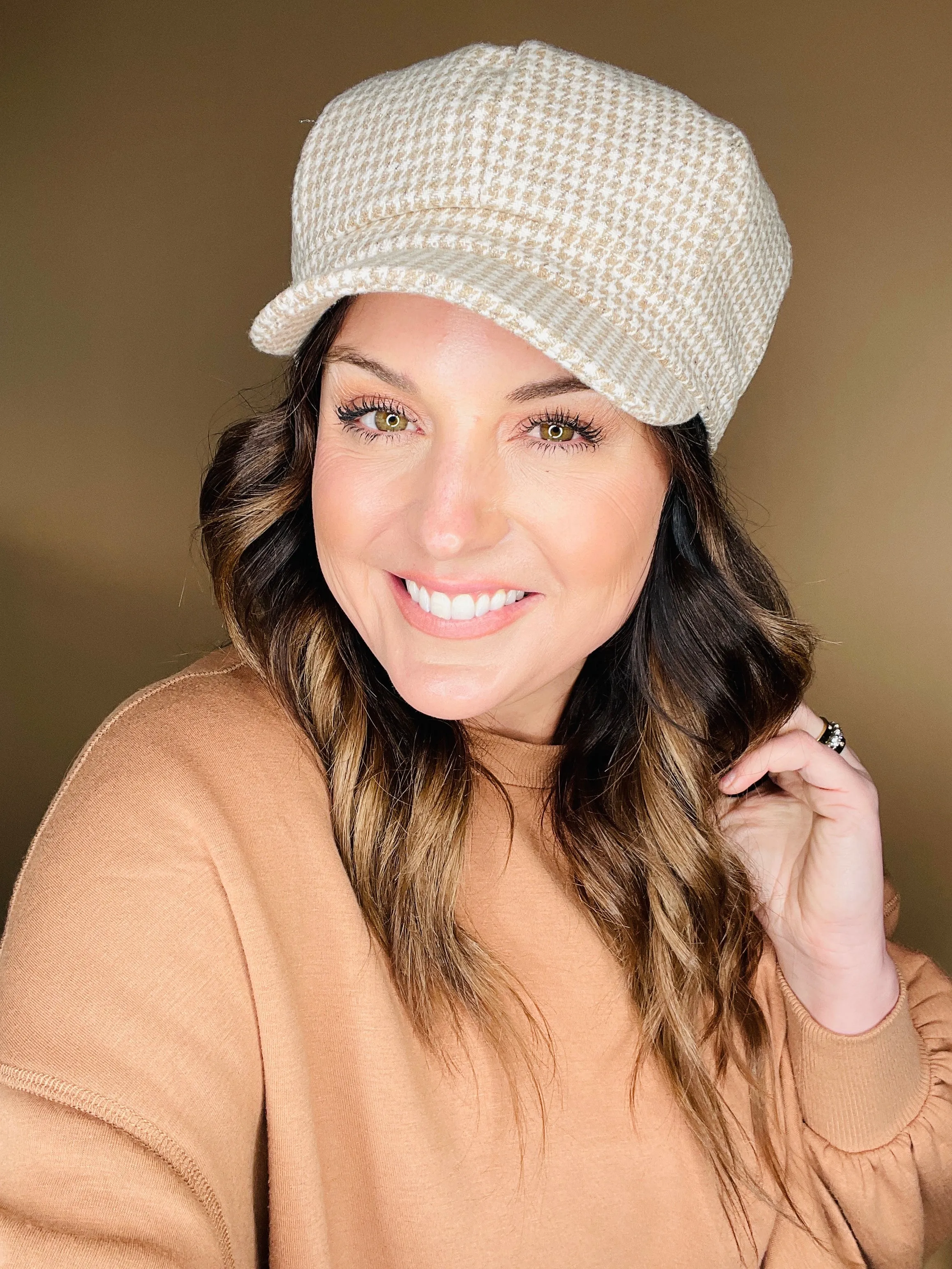 Plaid and Sparkle Newsboy Cap : 2 Colors