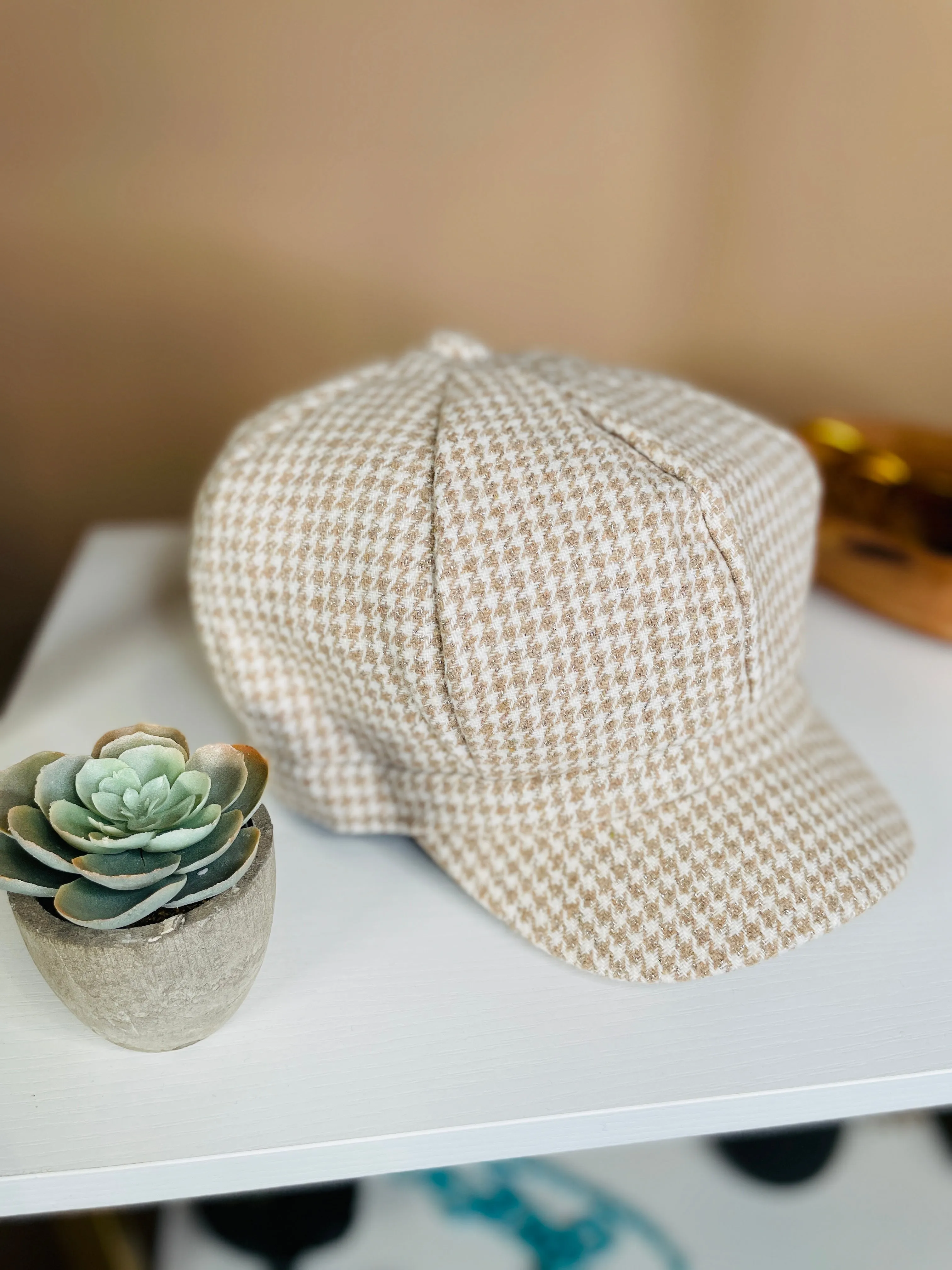 Plaid and Sparkle Newsboy Cap : 2 Colors