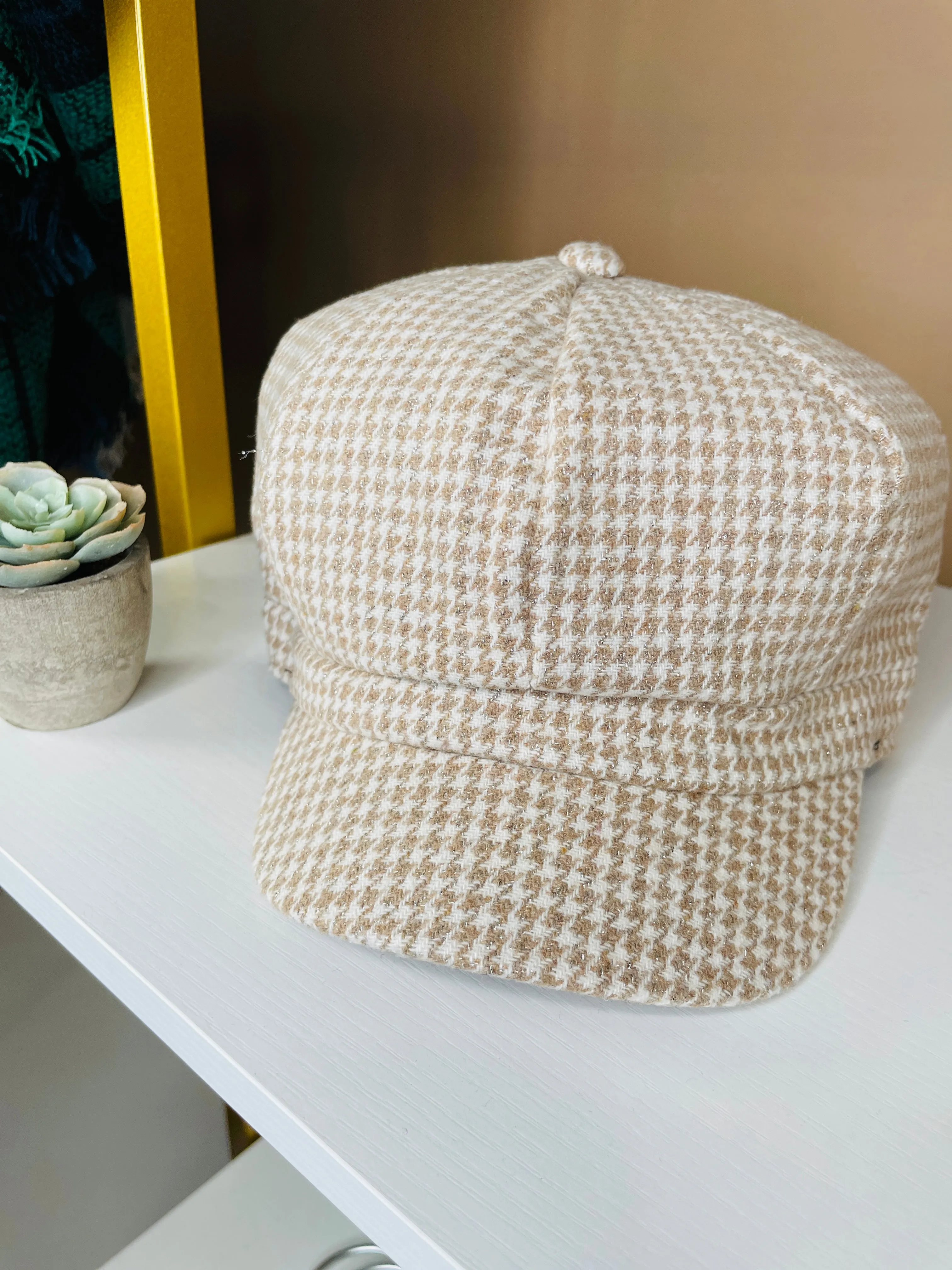 Plaid and Sparkle Newsboy Cap : 2 Colors