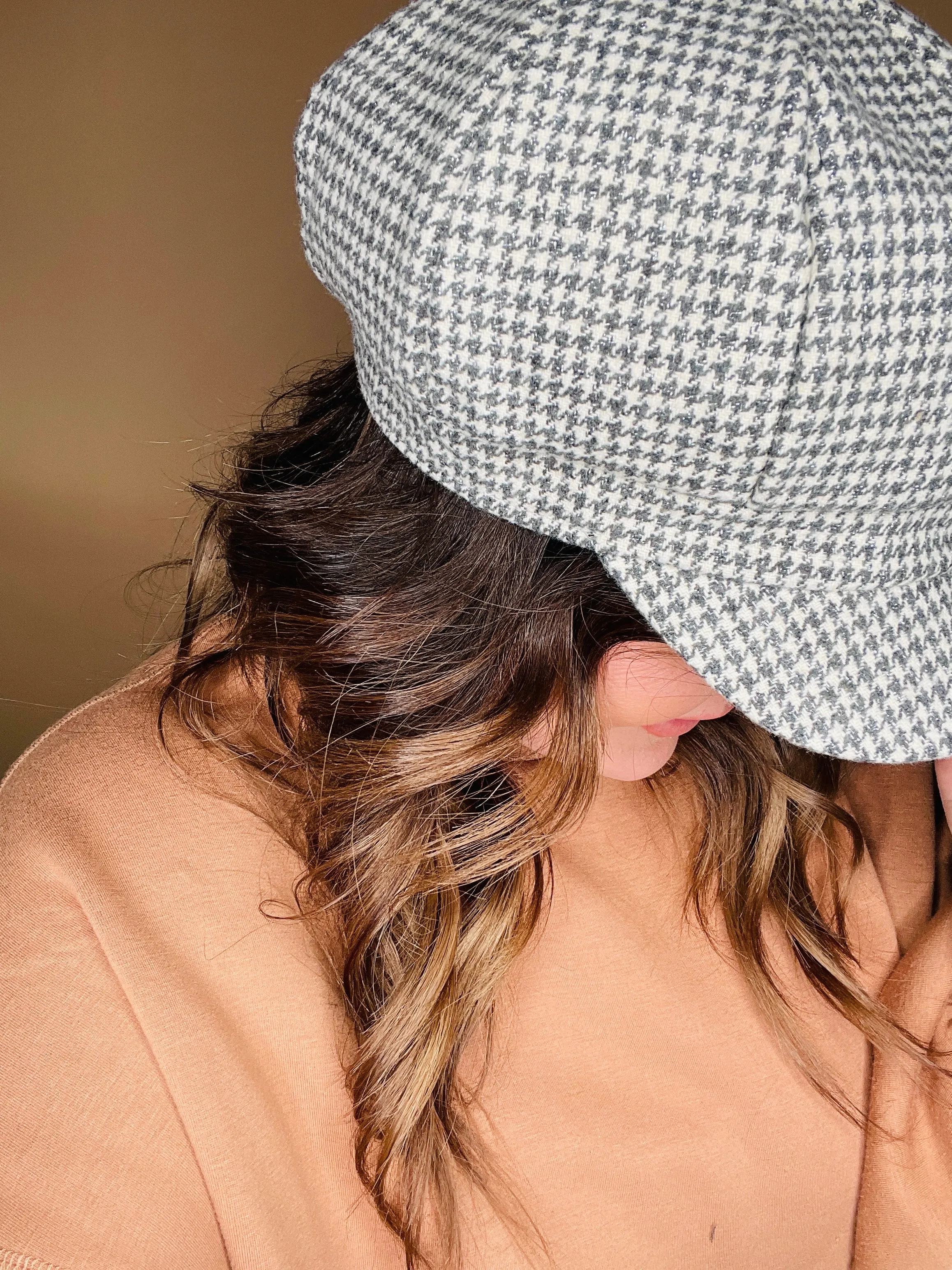 Plaid and Sparkle Newsboy Cap : 2 Colors