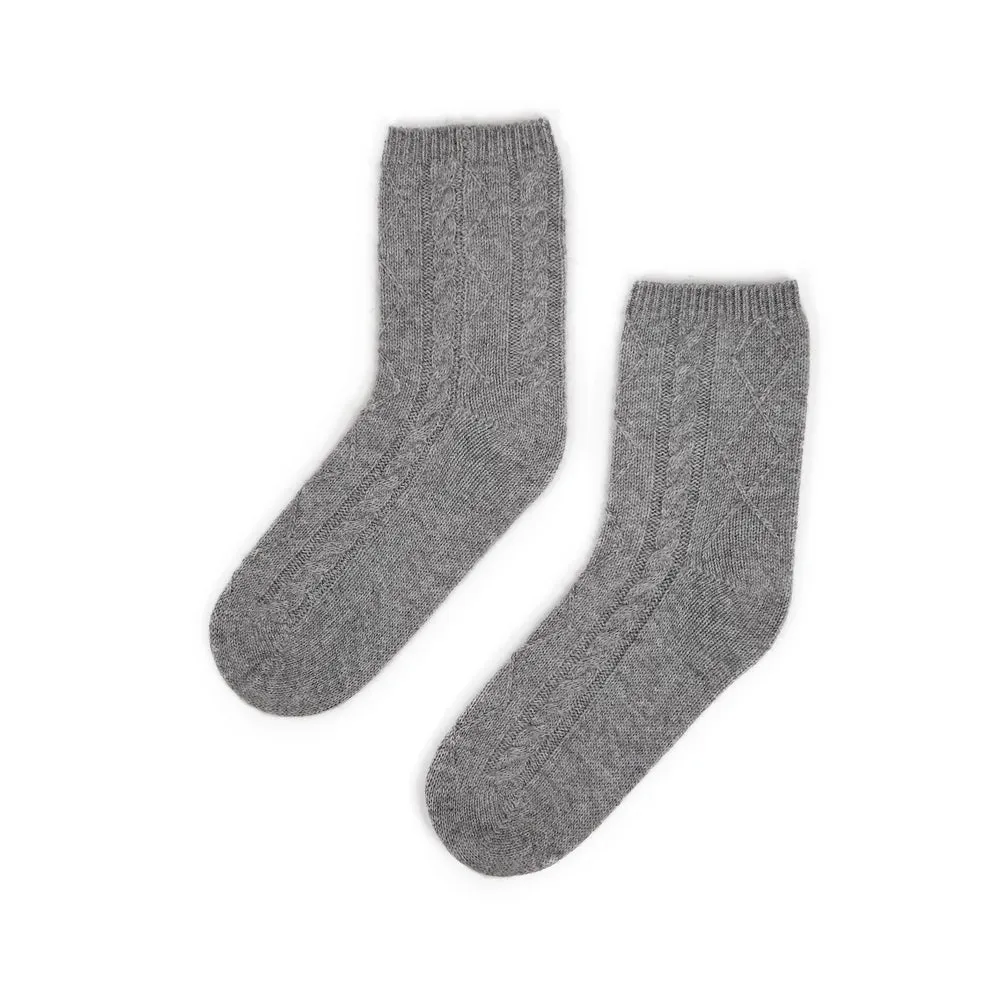 Premium 100% Cashmere Cable Knit Socks