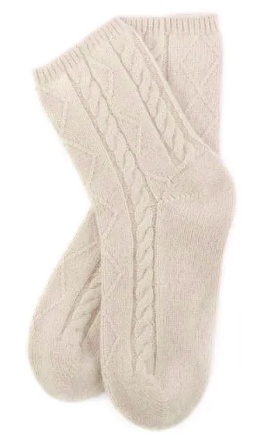 Premium 100% Cashmere Cable Knit Socks