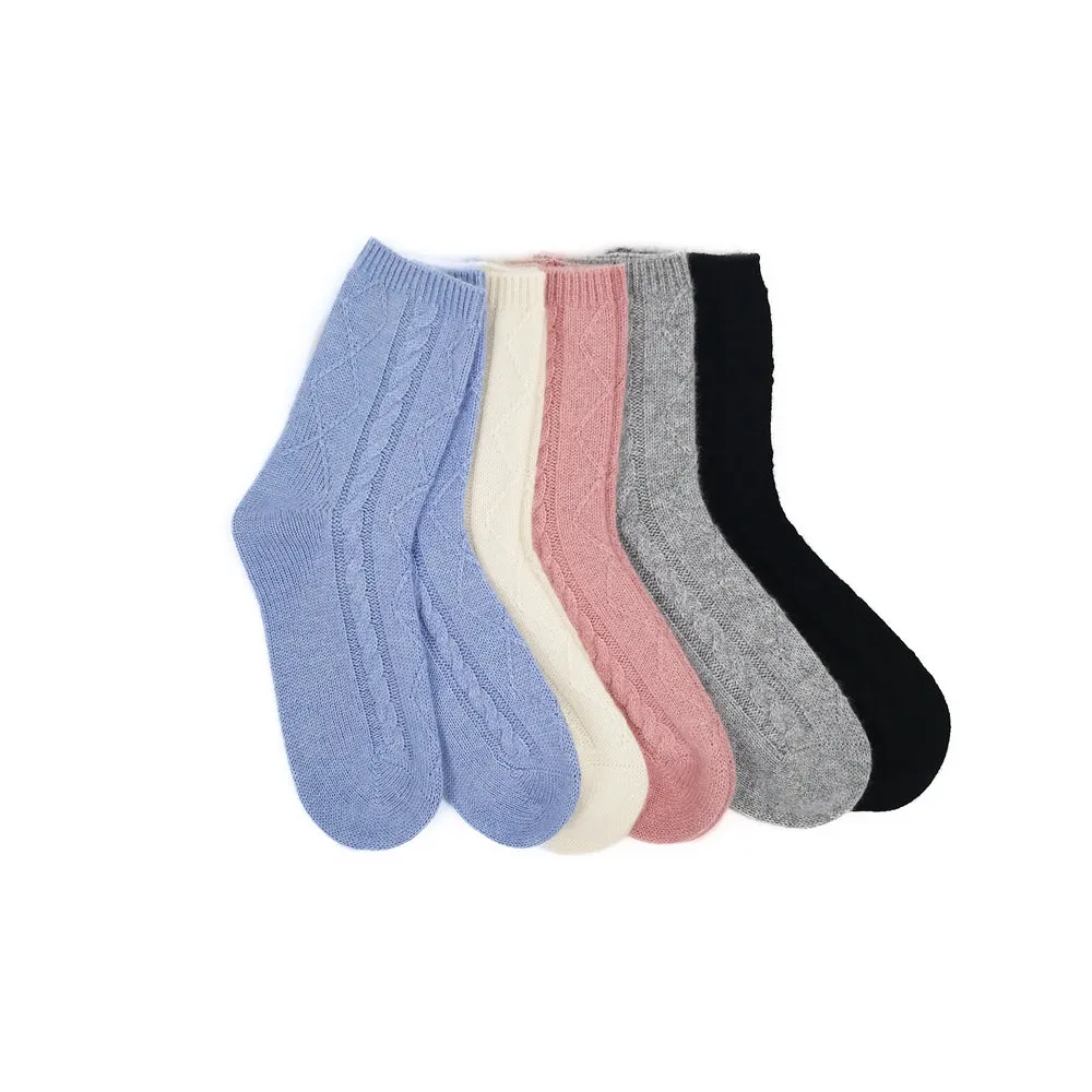 Premium 100% Cashmere Cable Knit Socks