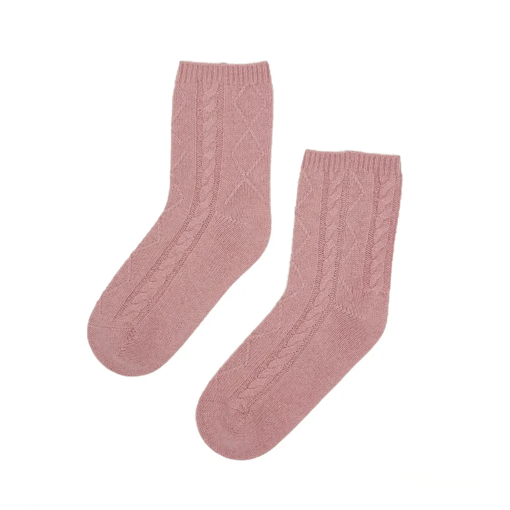 Premium 100% Cashmere Cable Knit Socks