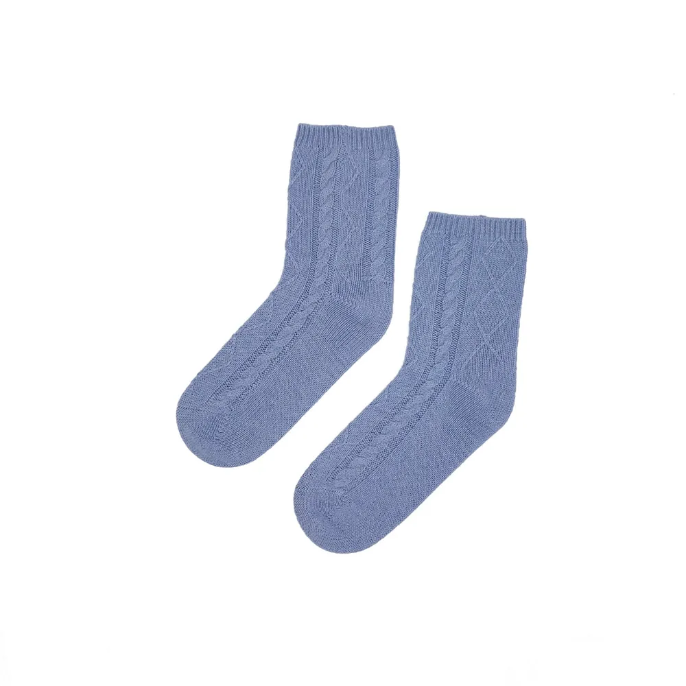 Premium 100% Cashmere Cable Knit Socks