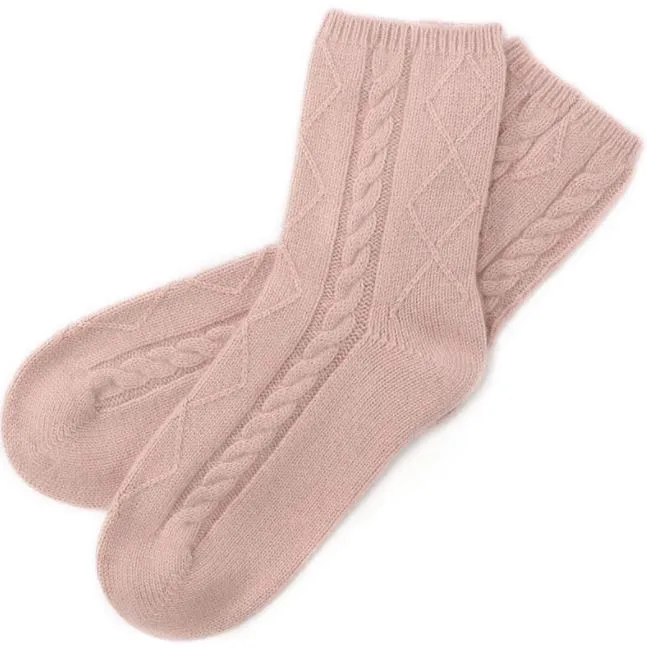 Premium 100% Cashmere Cable Knit Socks