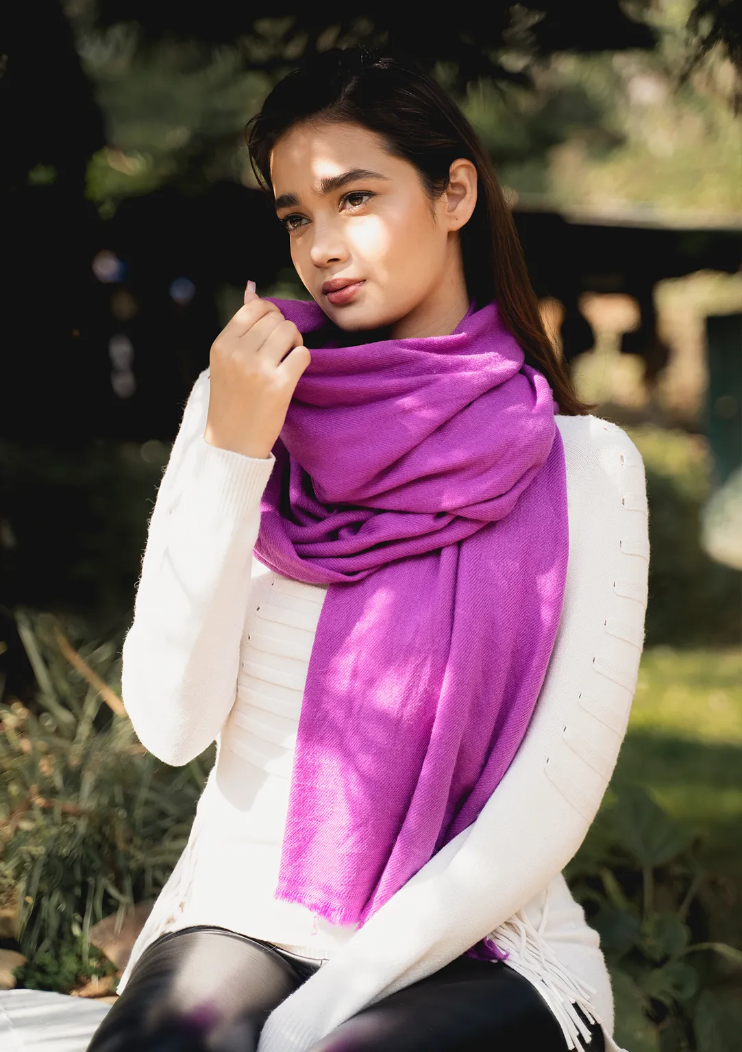 Pure Pashmina light aubergine   Purple Shawl