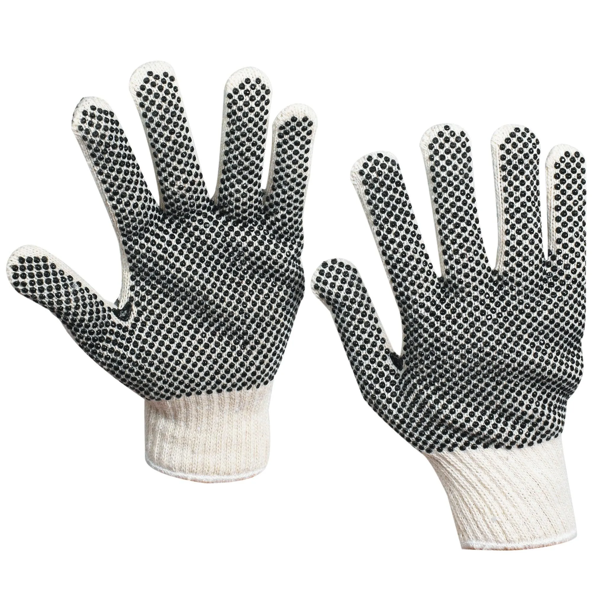 PVC Black Dot Knit Gloves - Small