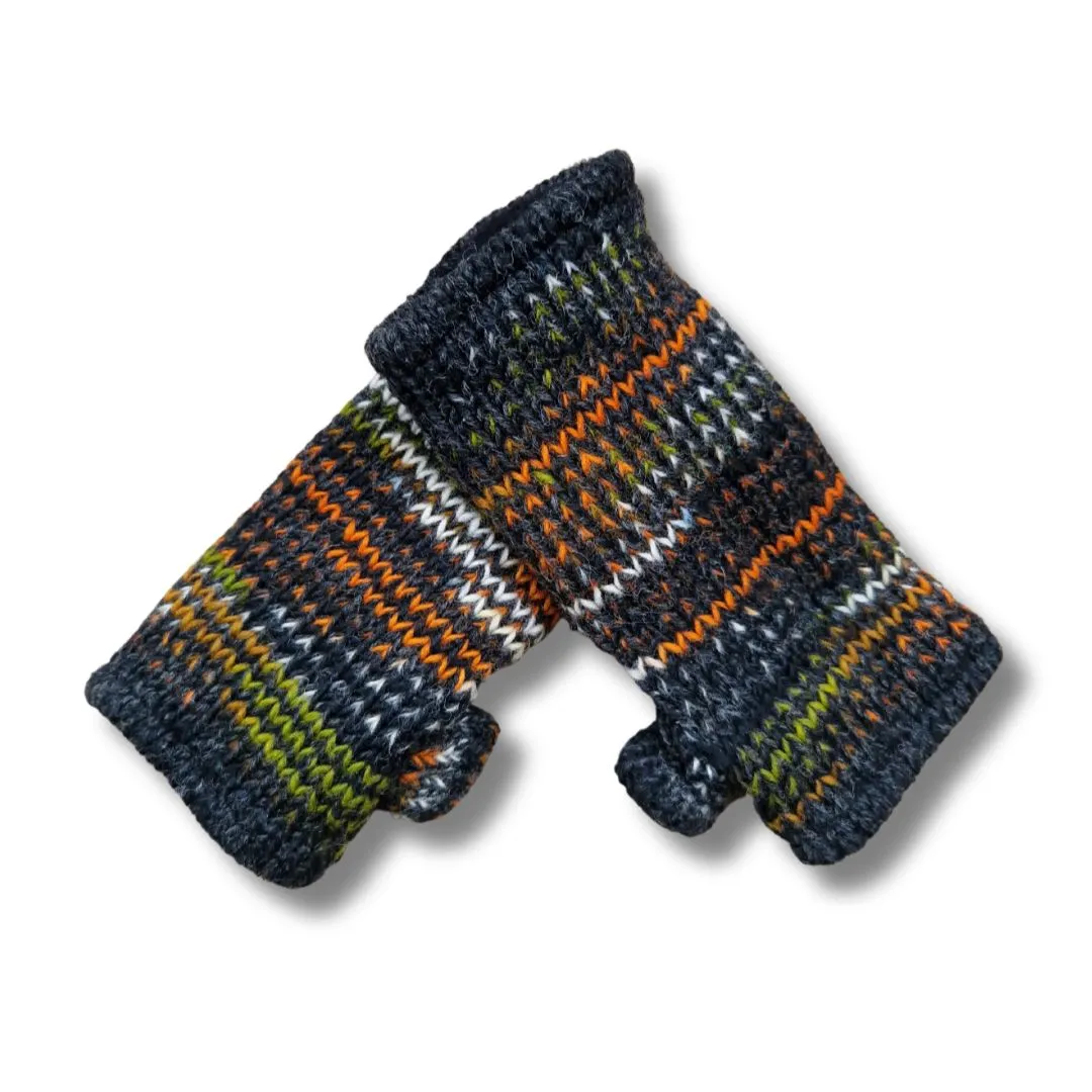 rainbow wool wrist warmers