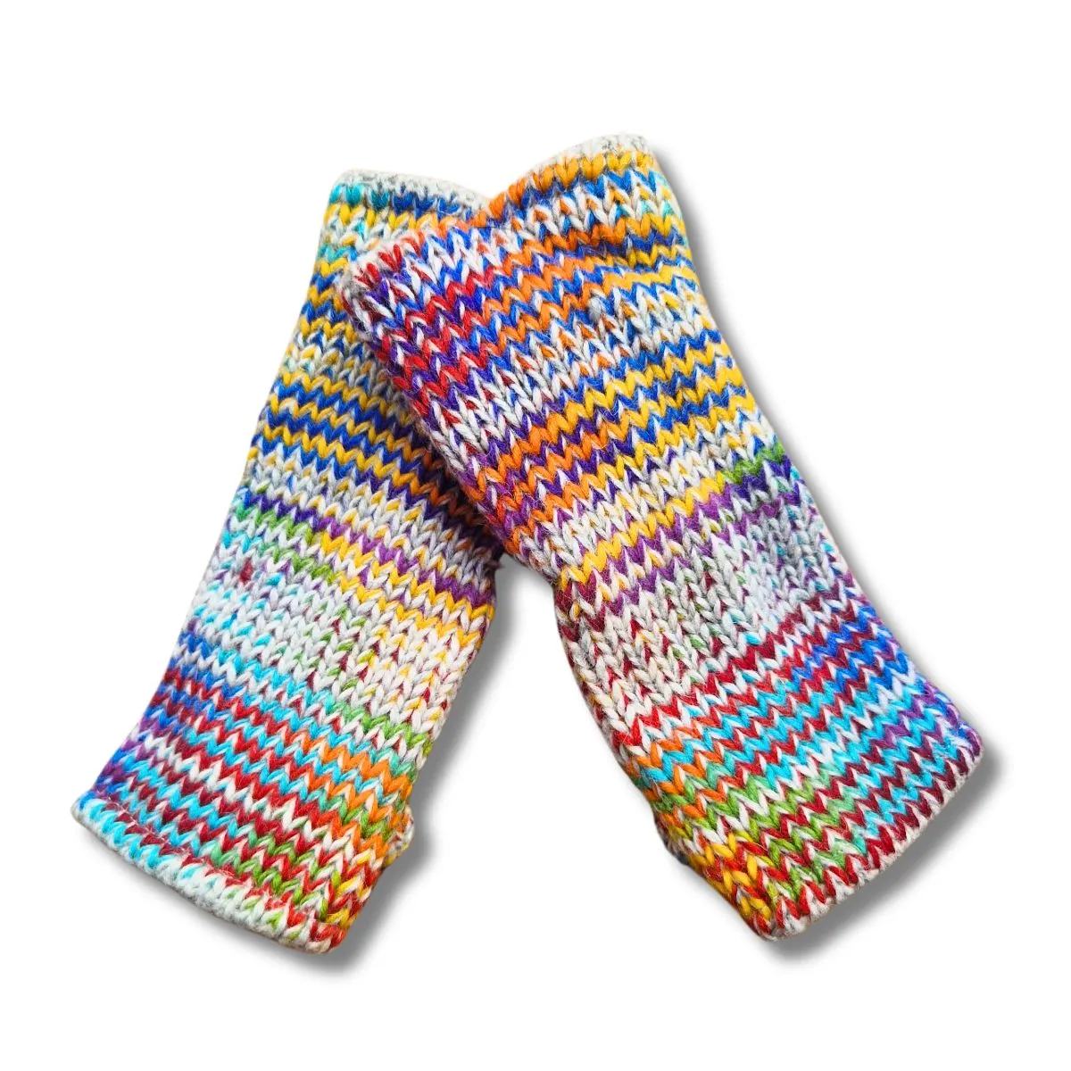 rainbow wool wrist warmers