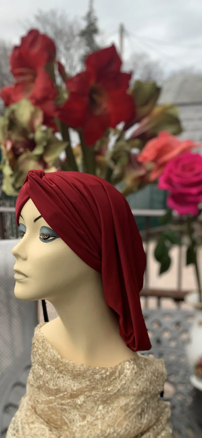 Red Turban Snood For Women